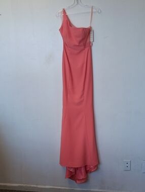 Vintage One-Shoulder Coral Evening Dress with Asymmetric Strap